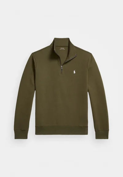 Polo Ralph Lauren DOUBLE-KNIT QUARTER-ZIP PULLOVER - Sweatshirt - company olive