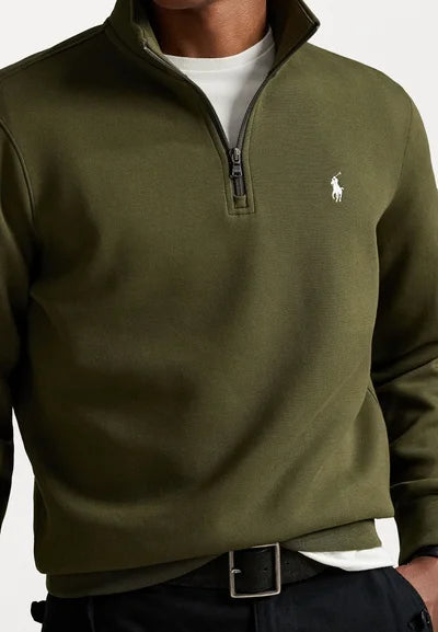 Polo Ralph Lauren DOUBLE-KNIT QUARTER-ZIP PULLOVER - Sweatshirt - company olive