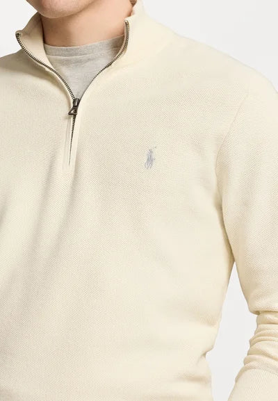 Polo Ralph Lauren KNIT COTTON QUARTER ZIP JUMPER - Striktrøje - herbal milk