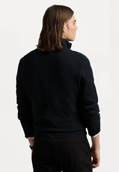 Polo Ralph Lauren KNIT COTTON QUARTER ZIP JUMPER - Striktrøje - black