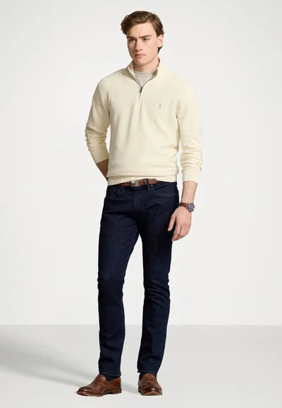 Polo Ralph Lauren KNIT COTTON QUARTER ZIP JUMPER - Striktrøje - herbal milk