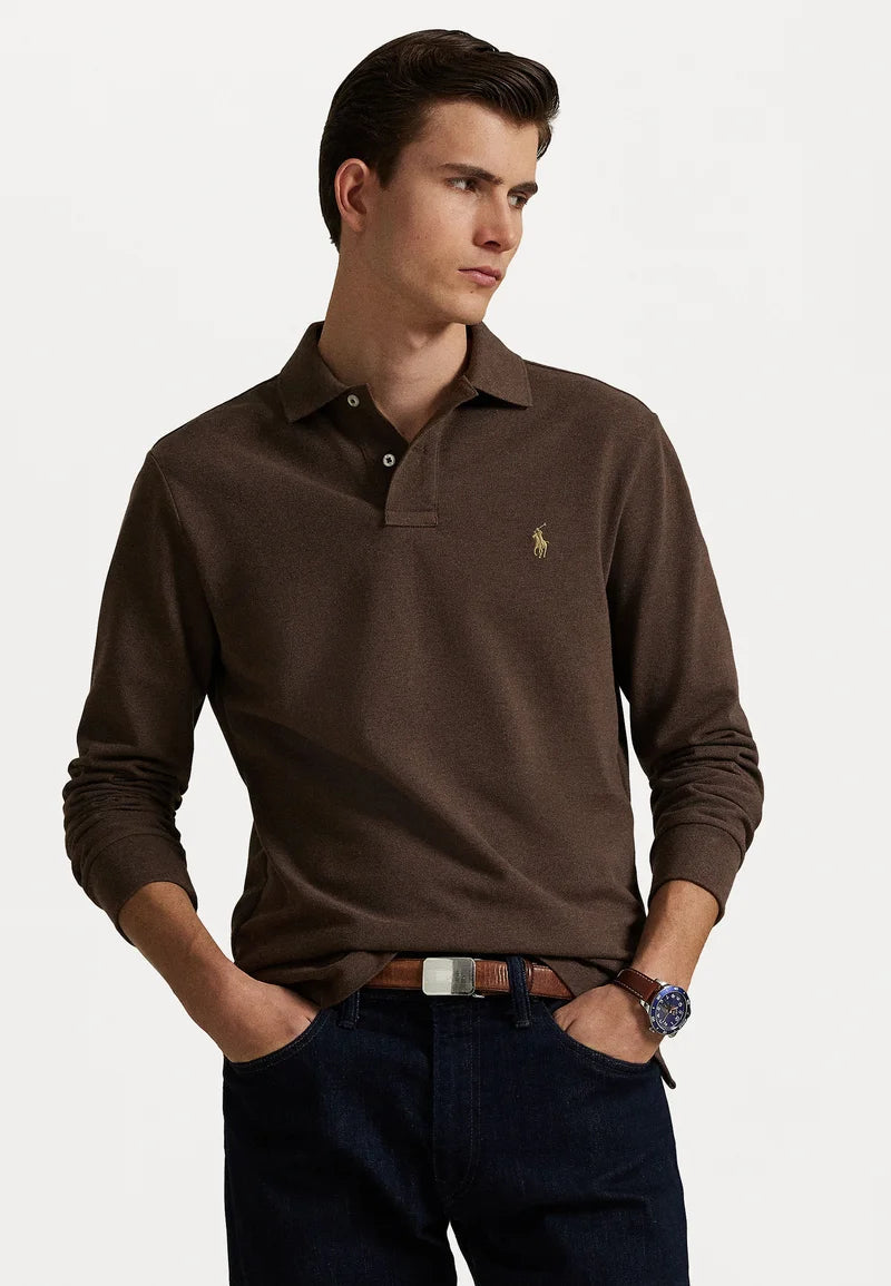 Polo Ralph Lauren LONG SLEEVE - Langærmet T-shirt - nutmeg brown heather