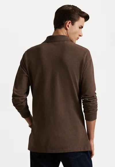 Polo Ralph Lauren LONG SLEEVE - Langærmet T-shirt - nutmeg brown heather