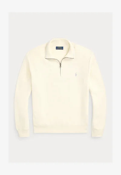 Polo Ralph Lauren KNIT COTTON QUARTER ZIP JUMPER - Striktrøje - herbal milk