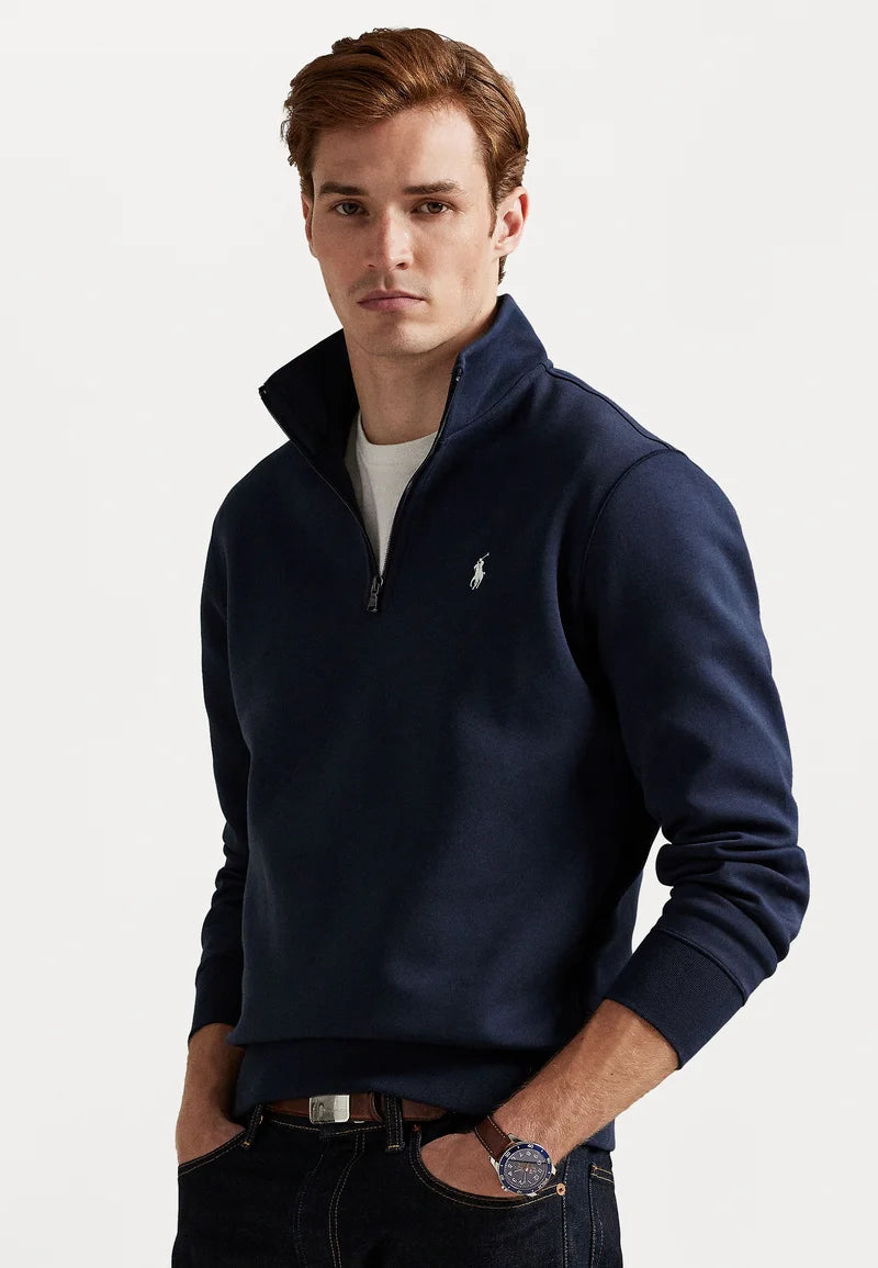 Polo Ralph Lauren DOUBLE-KNIT QUARTER-ZIP PULLOVER - Sweatshirt - aviator navy