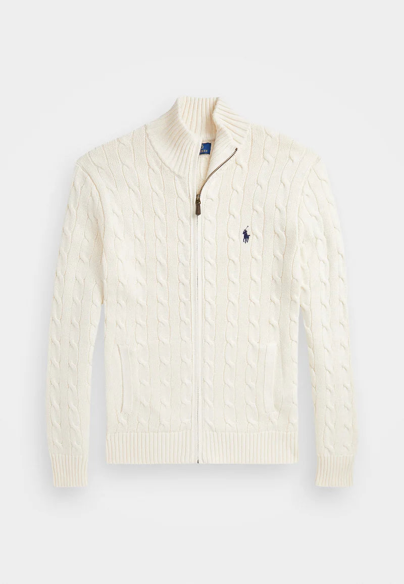 Polo Ralph Lauren CABLE-KNIT COTTON FULL-ZIP JUMPER - Cardigan - andover cream