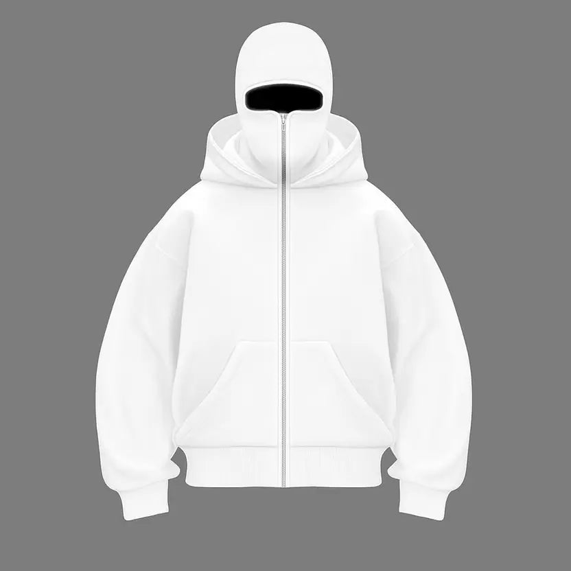 Black Balaclava Double Zip Oversized Hoodie Limited stock