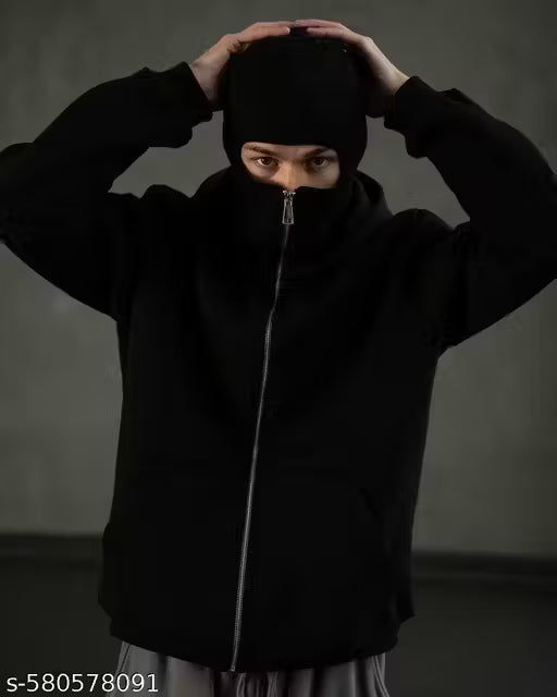 Black Balaclava Double Zip Oversized Hoodie Limited stock