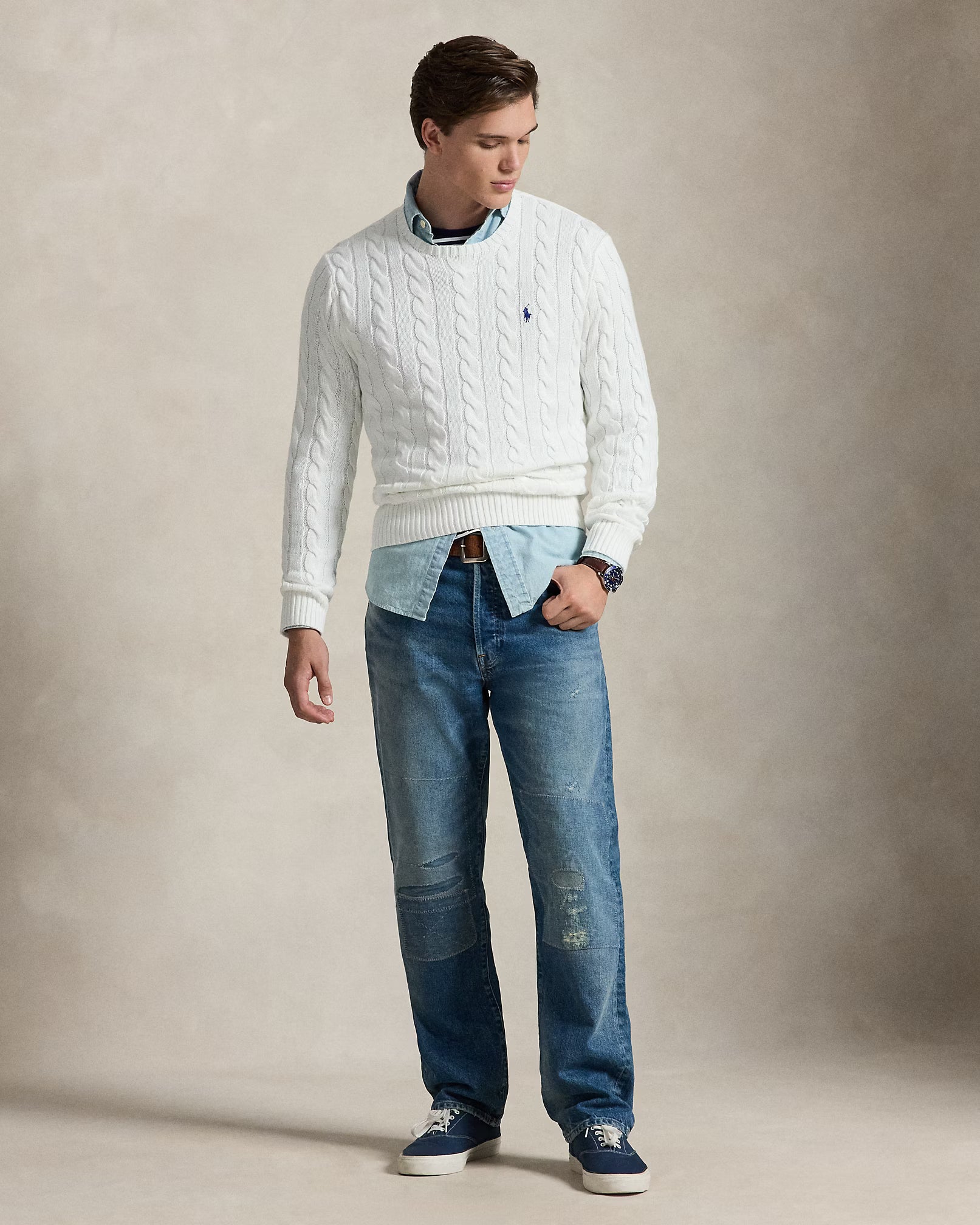 polo ralph lauren cable-knit cotton sweate