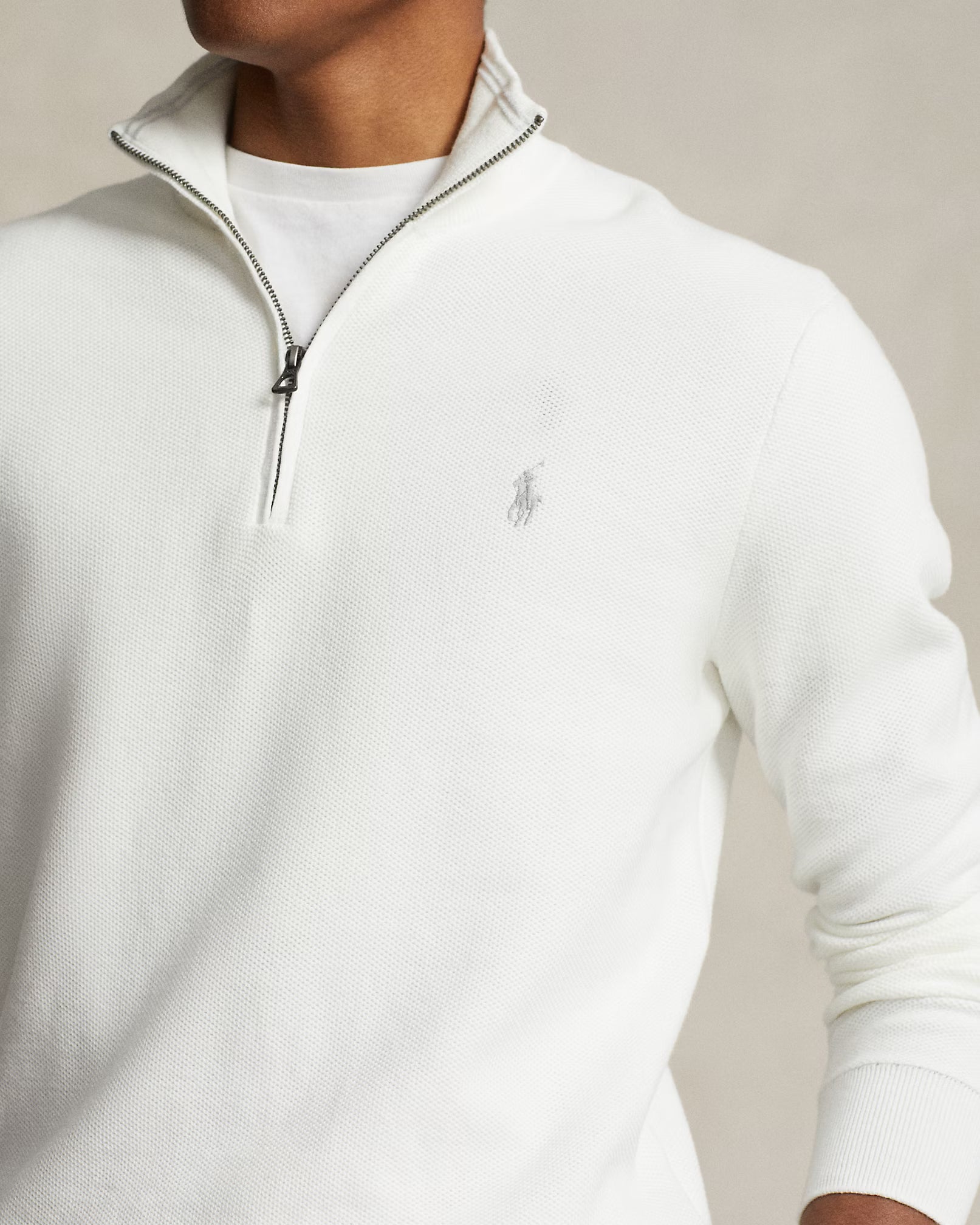 Mesh-Knit Cotton Quarter-Zip Jumper